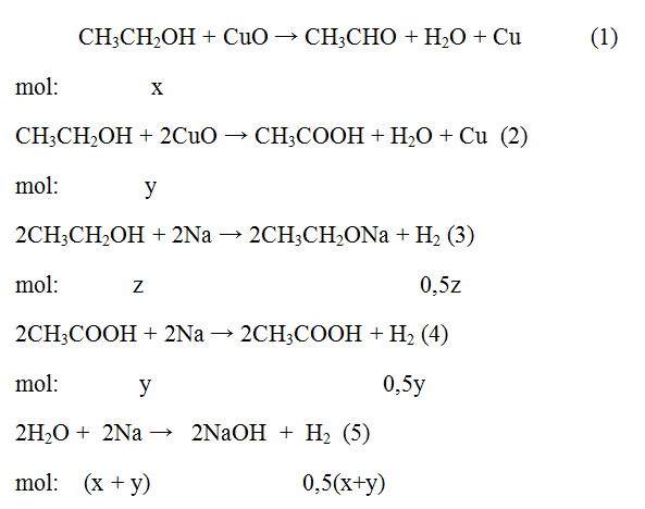 Oxi hoá 9 2 gam ancol etylic bằng CuO đun nóng thu được 13 2 gam hỗn