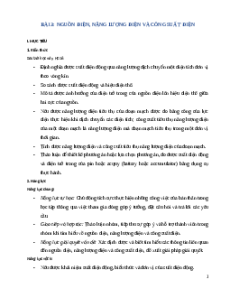 Giáo án Nguồn điện, năng lượng điện và công suất điện Vật lí 11 Cánh diều