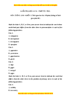 Đề thi cuối kì 2 Tiếng Anh lớp 12 trường THPT Tây Trà năm 2023