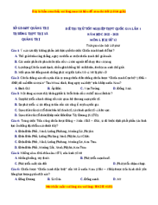 Đề thi thử Lịch sử trường Thị xã Quảng Trị lần 1 năm 2023