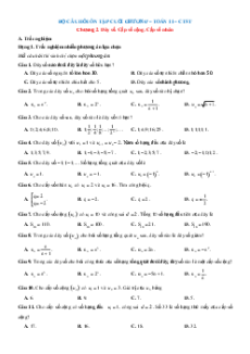Bài tập ôn tập + Đề kiểm tra Toán 11 Chân trời sáng tạo Chương 2