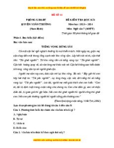 Đề thi cuối kì 1 Ngữ Văn 7 Kết nối tri thức - Đề 11