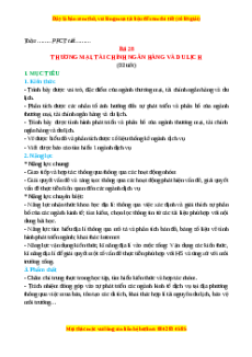 Giáo án Bài 28 Địa lí 10 Cánh diều: Thương mại, tài chính ngân hàng và dịch vụ