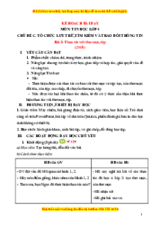 Giáo án Bài 5 Tin học lớp 4 Chân trời sáng tạo: Thao tác với thư mục, tệp