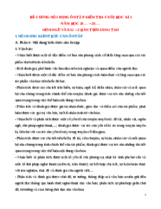 Đề cương ôn tập Cuối kì 1 Ngữ văn 12 Chân trời sáng tạo