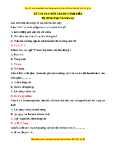 Đề thi GDCD 6 cuối kì 1 THCS Long An - Đề 11 có đáp án