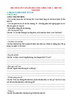 Đề cương ôn tập Giữa kì 2 Tiếng Việt lớp 4 Kết nối tri thức Cấu trúc mới