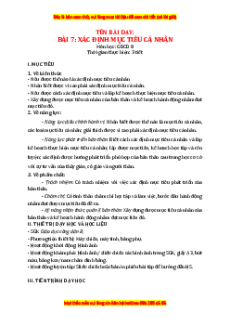 Giáo án Bài 7 GDCD 8 Cánh diều: Xác định mục tiêu cá nhân