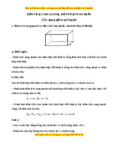 Lý thuyết Diện tích xung quanh và diện tích toàn phần của hình hộp chữ nhật Toán 5