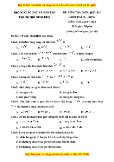 Đề thi giữa kì 1 Toán 8 Cánh diều phòng GD&ĐT Thành phố Ninh Bình