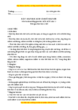 Giáo án Sulfuric acid và muối sulfate Hóa học 11 Chân trời sáng tạo