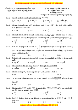 Đề thi thử Toán trường Chuyên Lê Thánh Tông năm 2021