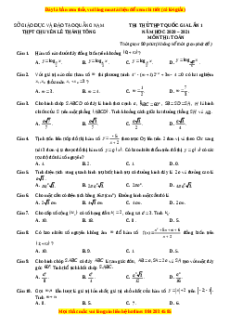 Đề thi thử Toán trường Chuyên Lê Thánh Tông năm 2021