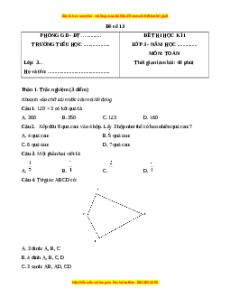 Đề thi cuối kì 1 Toán lớp 3 Chân trời sáng tạo - Đề 13