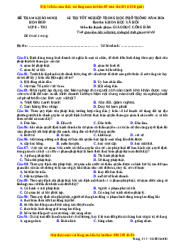 Đề Tốt nghiệp GDCD 2024 theo đề tham khảo (Đề 8)