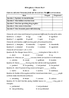 Đề thi giữa kì 1 Tiếng Anh 9 Friends Plus (Đề 4 có file nghe)