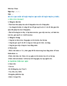 Giáo án Chia một số thập phân cho một số thập phân Toán lớp 5 Cánh diều