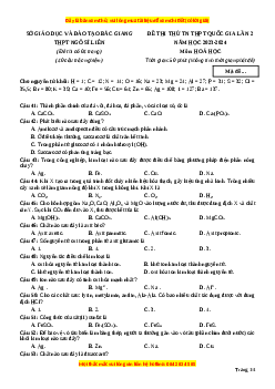 Đề thi thử tốt nghiệp Hóa học trường THPT Ngô Sỹ Liên lần 2 năm 2024