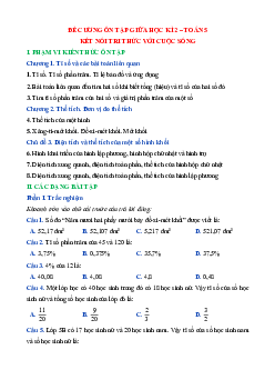 Đề cương ôn tập Giữa kì 2 Toán lớp 5 Kết nối tri thức