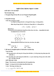 Chuyên đề Phép cộng trong phạm vi 10000 Toán lớp 3 nâng cao Cánh diều