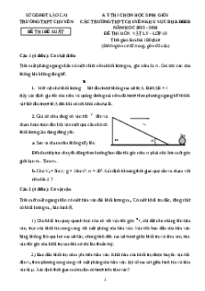 Đề thi HSG Vật Lí 10 Trường THPT Chuyên Lào Cai