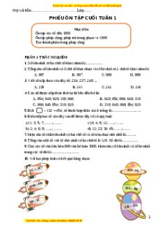 Bài tập cuối tuần Toán lớp 3 Tuần 1 Kết nối tri thức (Phiên bản 2)