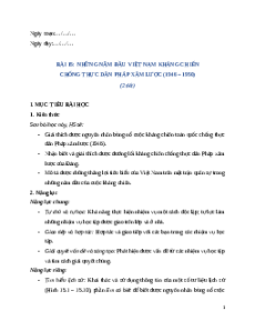 Giáo án Bài 15 Lịch sử 9 Chân trời sáng tạo: Những năm đầu Việt Nam kháng chiến chống thực dân Pháp xâm lược