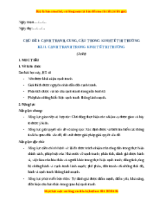 Giáo án Bài 1 KTPL 11 Chân trời sáng tạo: Cạnh tranh trong nền kinh tế thị trường