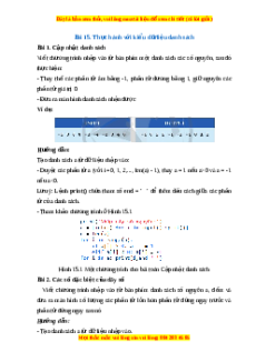 Lý thuyết Tin học 10 Cánh diều Bài 15: Thực hành với dữ liệu kiểu danh sách