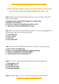 Trắc nghiệm Bài 21 Lịch sử 9: Việt Nam trong những năm 1939 - 1945