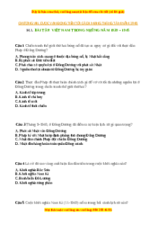 Trắc nghiệm Bài 21 Lịch sử 9: Việt Nam trong những năm 1939 - 1945