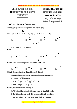 Đề thi cuối kì 1 Toán 8 Cánh diều Trường THCS Ngô Gia Tự-Long Biên-Hà Nội