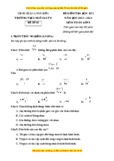 Đề thi cuối kì 1 Toán 8 Cánh diều Trường THCS Ngô Gia Tự-Long Biên-Hà Nội