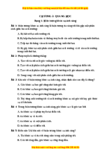 Trắc nghiệm Hiện tượng khúc xạ ánh sáng Vật lí 9