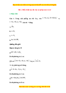 Trắc nghiệm Biểu thức tọa độ của các phép toán vectơ Toán 10 Cánh diều