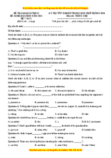 Đề Tốt nghiệp Tiếng Anh 2024 theo đề tham khảo (Đề 7)