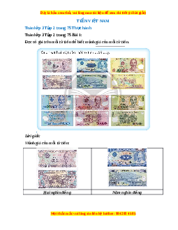 Giải Sgk Toán lớp 3 Bài 35: Tiền Việt Nam (Chân trời sáng tạo)