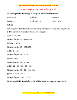 VBT Toán lớp 3 Bài 42 (Cánh diều): Tính giá trị của biểu thức số