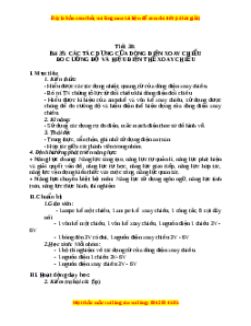 Giáo án Các tác dụng của dòng điện xoay chiều - Đo cường độ và hiệu điện thế xoay chiều Vật lí 9