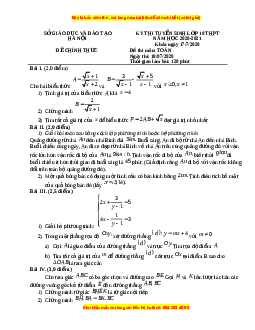 Đề thi vào 10 môn Toán tỉnh Hà Nội (Hệ không chuyên) năm 2021
