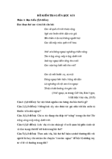 Đề thi giữa kì 1 Ngữ văn 12 Kết nối tri thức (Đề 6)