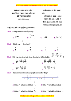 Đề thi giữa kì 1 Toán 7 Chân trời sáng tạo Trường THCS Chu Văn An - TP HCM
