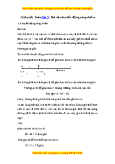 Lý thuyết Hai vật chuyển động cùng chiều Toán 5