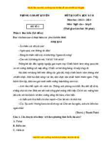 Đề thi giữa kì 2 Ngữ văn 8 Cánh diều (Đề 2)