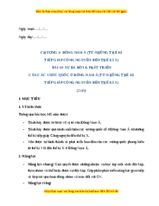 Giáo án Bài 10 Lịch sử 6 Cánh diều (2024): Sự ra đời và phát triển của các vương quốc ở Đông Nam Á