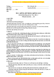 Giáo án Hệ tọa độ trong không gian Toán 12 Hình học