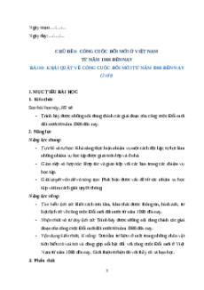Giáo án Bài 10 Lịch sử 12 Cánh diều (2024): Khái quát về công cuộc Đổi mới từ năm 1986 đến nay