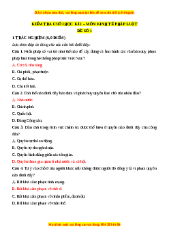 Đề thi cuối kì 2 Kinh tế pháp luật 10 Cánh diều (Đề 1)