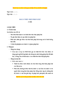 Giáo án Bài 21 KTPL 10 Cánh diều: Thực hiện pháp luật