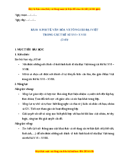 Giáo án Bài 8 Lịch sử 8 Cánh diều (2024): Kinh tế, văn hóa và tôn giáo Đại Việt trong các thế kỉ XVI - XVIII